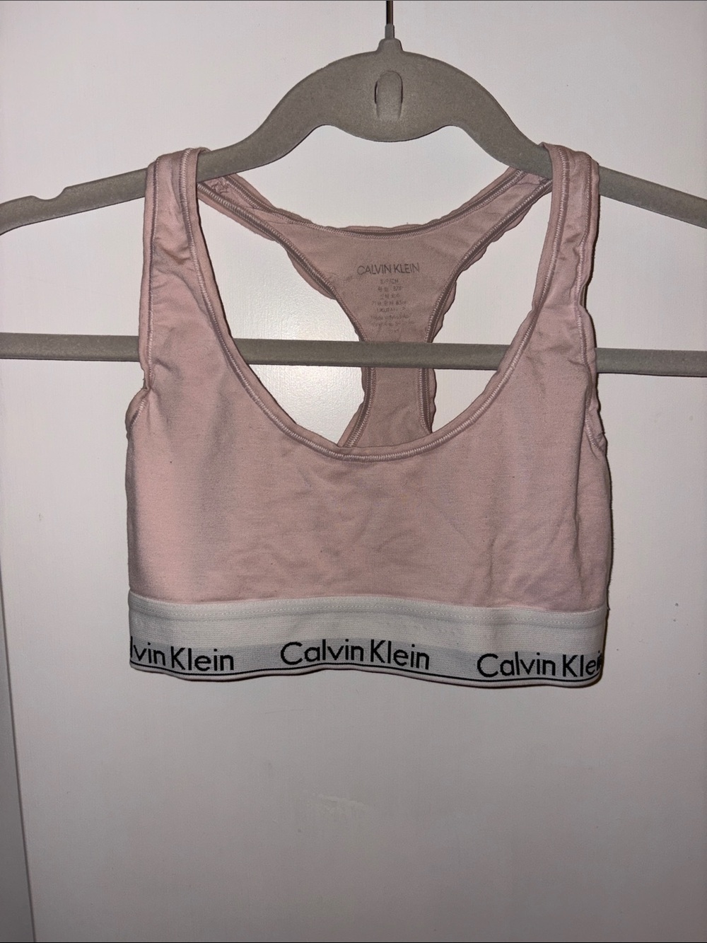 Calvin Klein Light Pink Logo Band Racerback Bralette